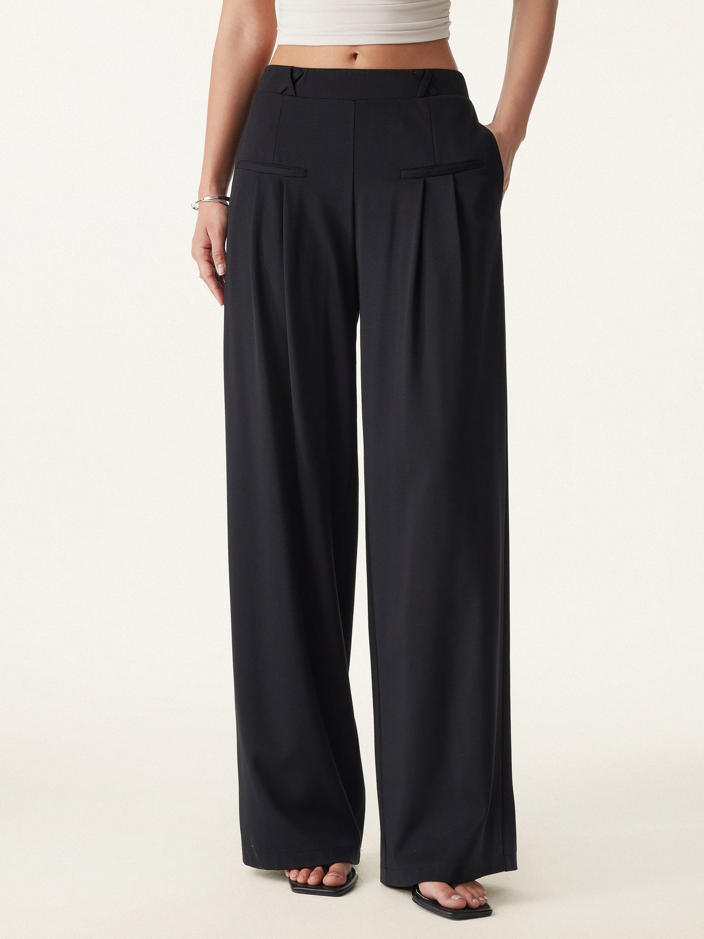 Women's Drapey Bamboo Ponte Wide Leg Trouser with Pockets