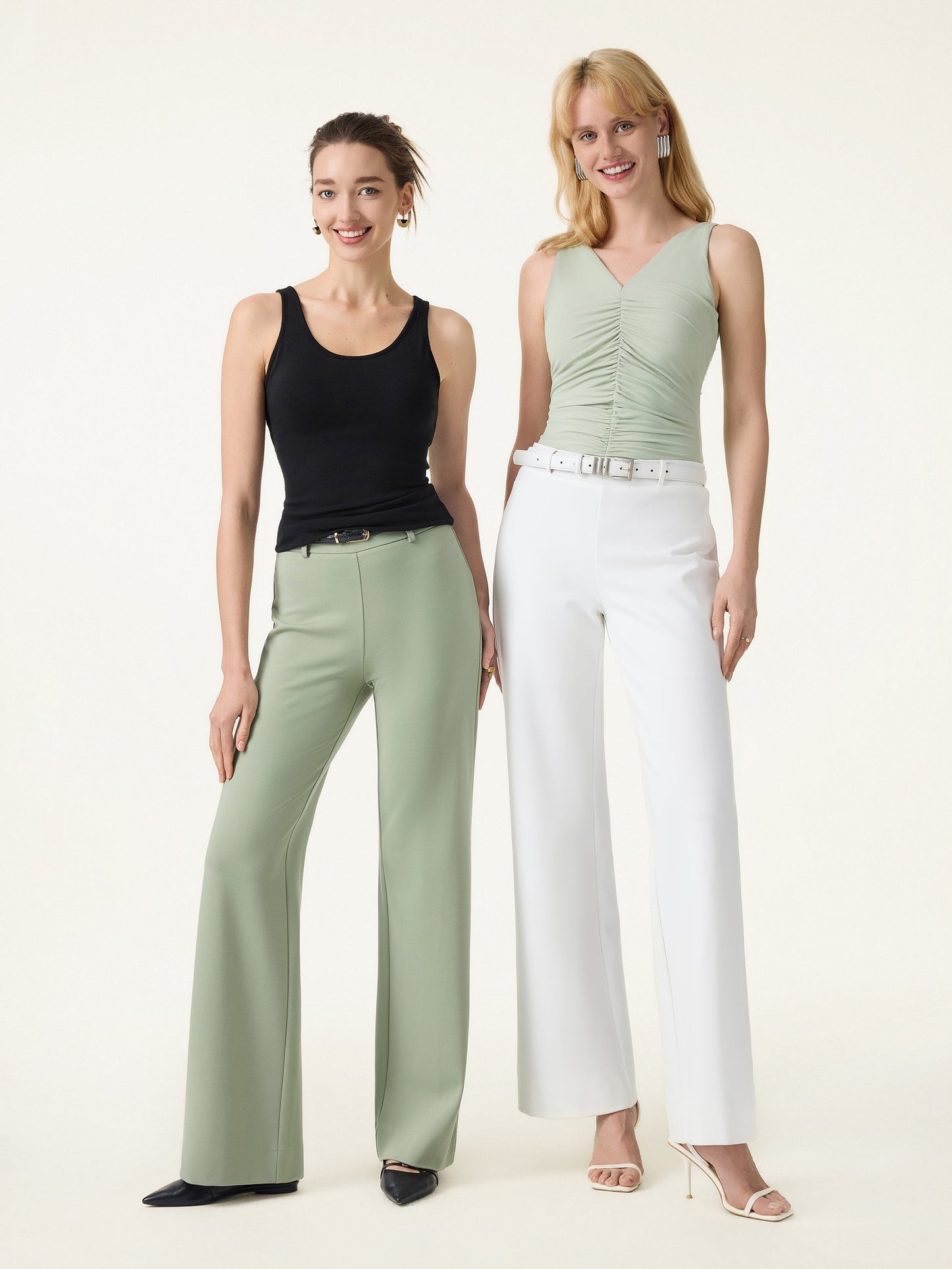 Women's Drapey Wide Leg Trousers with Pockets for Casual Wear