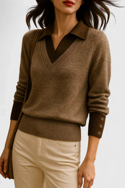Women's Elegant Cardigan with Foldable Collar for Events