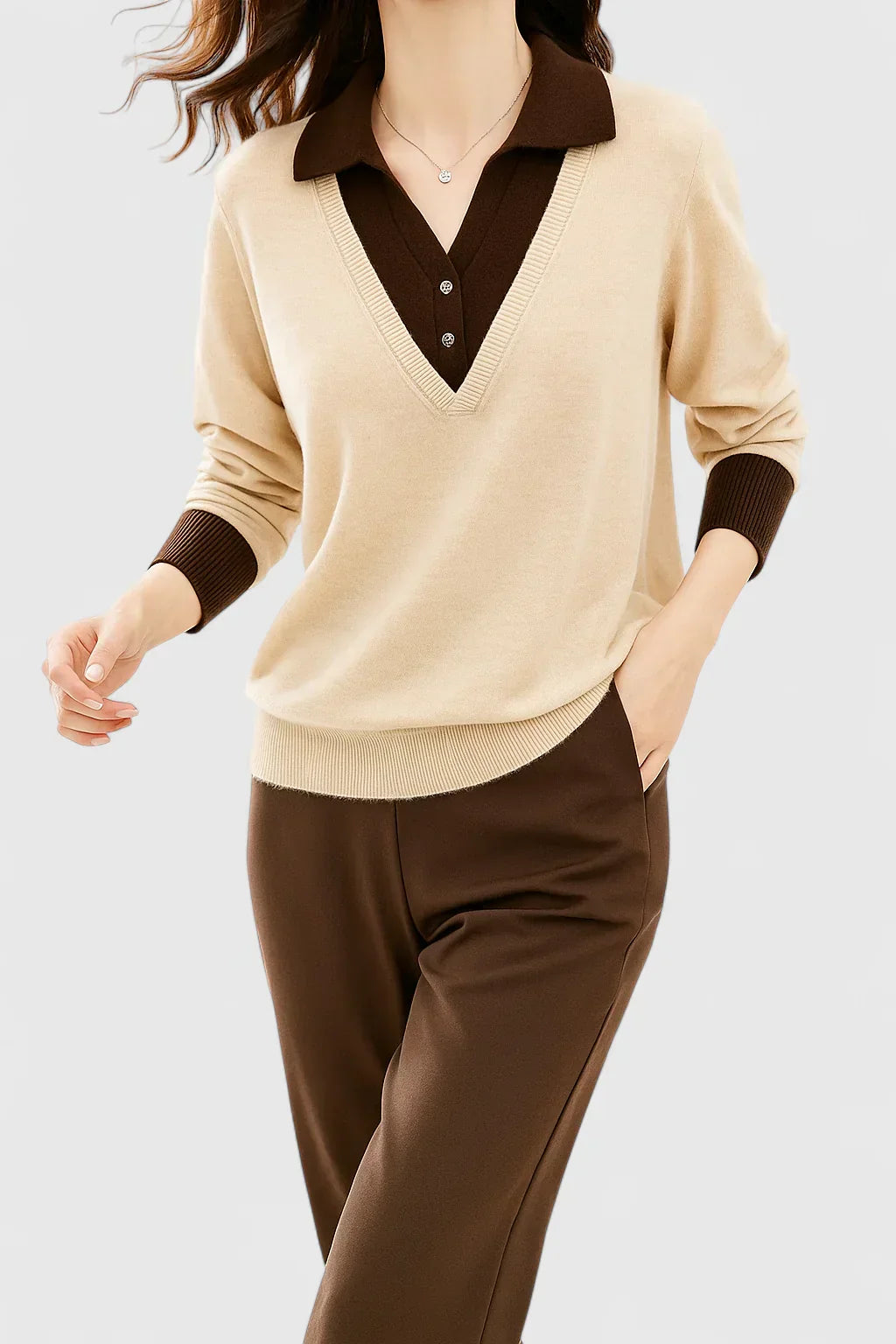 Women's Elegant Cardigan with Foldable Collar for Events