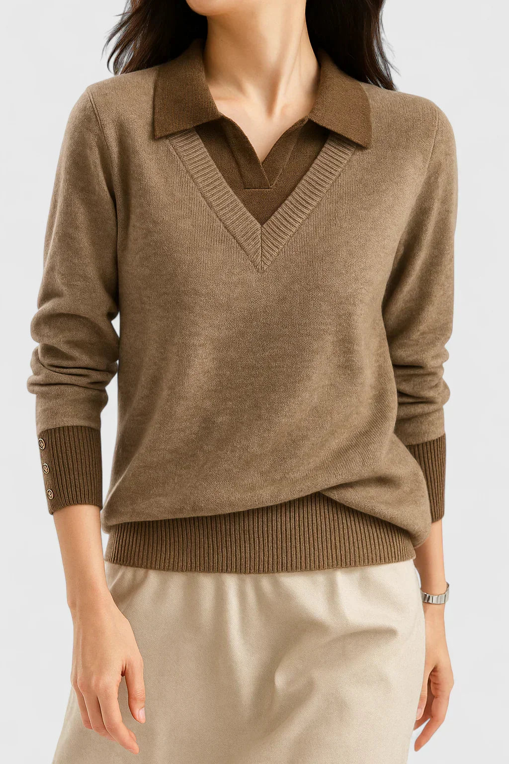 Women's Elegant Cardigan with Foldable Collar for Events