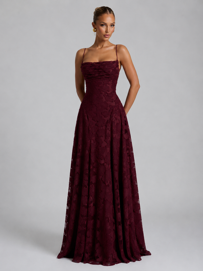 Women's Floral Maxi Dress with Sculpted Bodice for Weddings