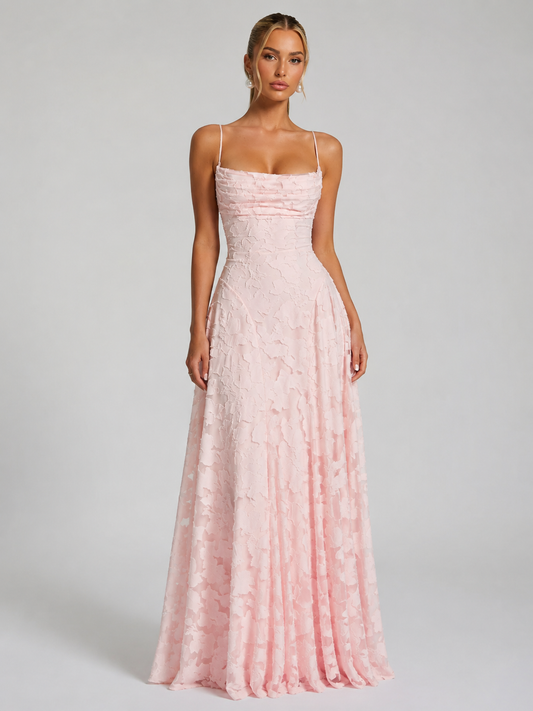 Women's Floral Maxi Dress with Sculpted Bodice for Weddings