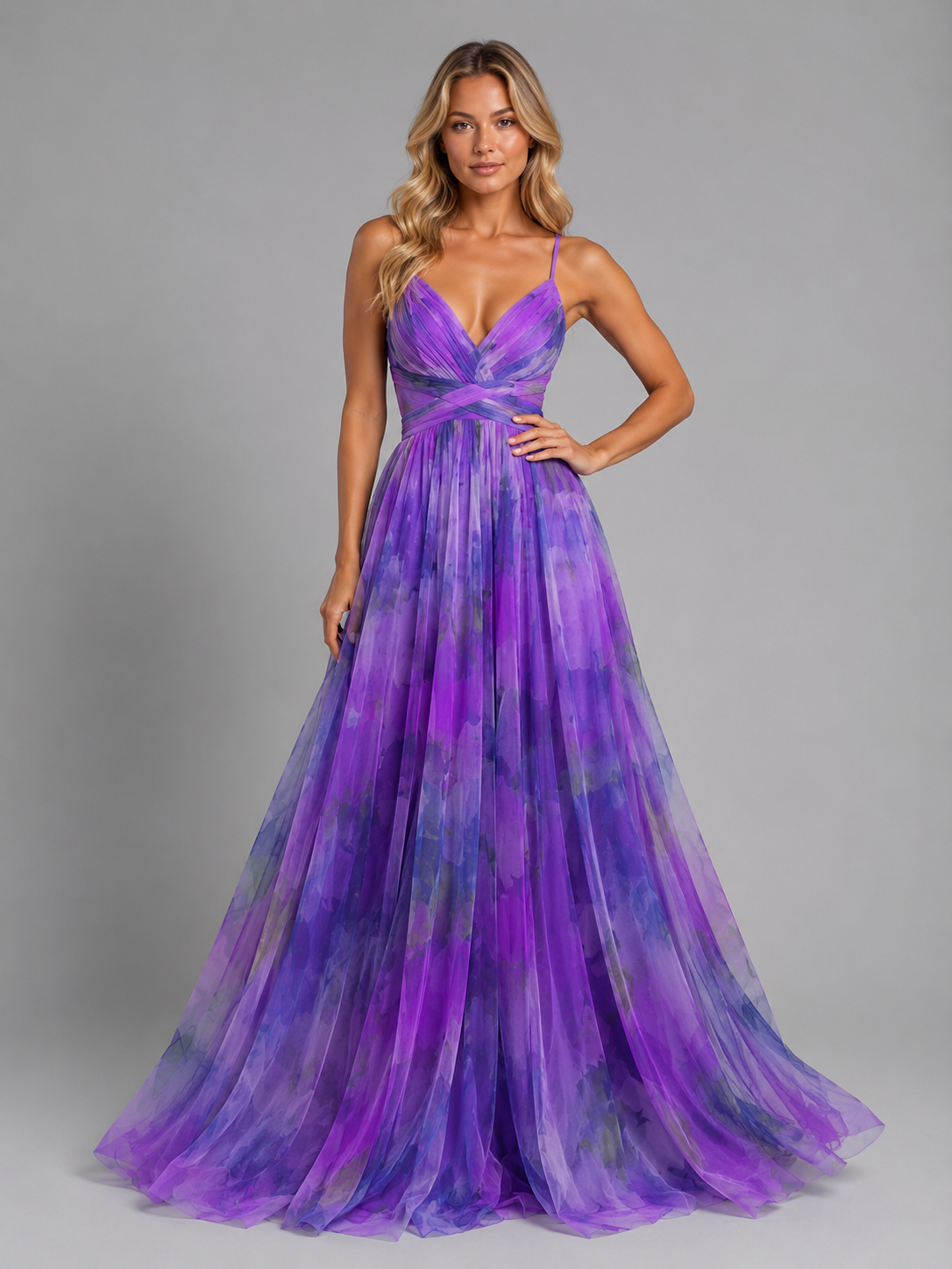 Women's Floral Maxi Dress with V-Neck for Weddings
