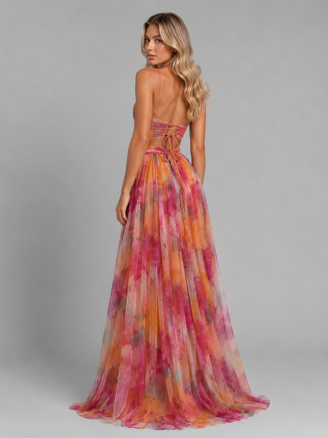Women's Floral Maxi Dress with V-Neck for Weddings
