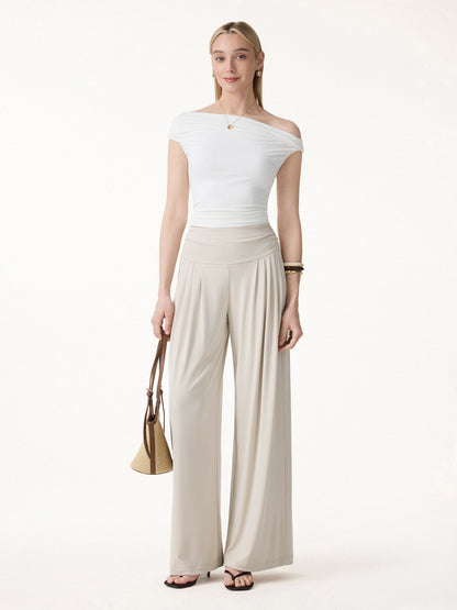 Women's Flowy Palazzo Trousers with Pockets for Casual Wear