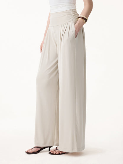 Women's Flowy Palazzo Trousers with Pockets for Casual Wear