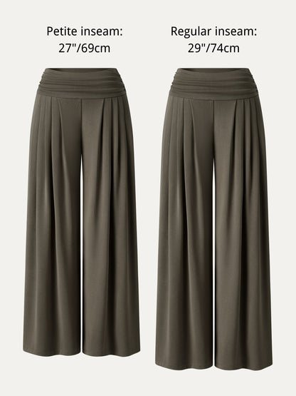 Women's Flowy Palazzo Trousers with Pockets for Casual Wear