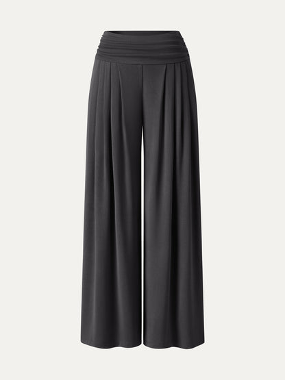 Women's Flowy Palazzo Trousers with Pockets for Casual Wear
