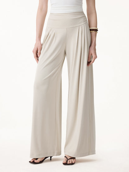 Women's Flowy Palazzo Trousers with Pockets for Casual Wear