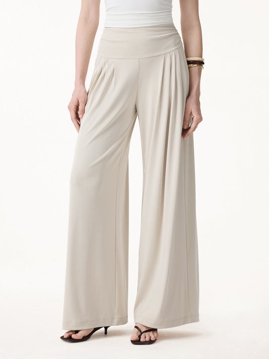Women's Flowy Palazzo Trousers with Pockets for Casual Wear