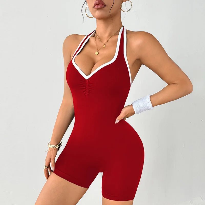 Women's Gym Jumpsuit with Halter for Gym Workouts