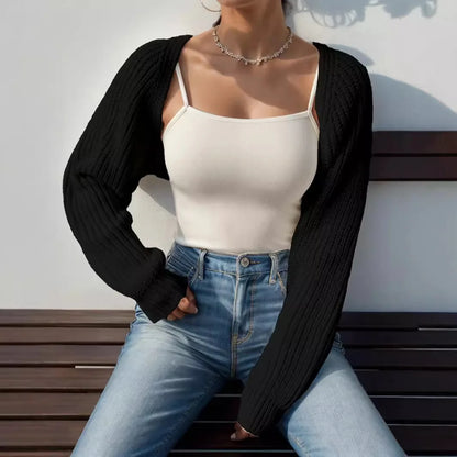 Women's Knit Shrug for Layering with Open Front Design