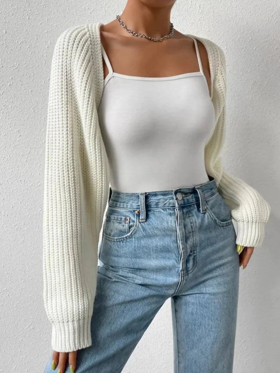 Women's Knit Shrug for Layering with Open Front Design