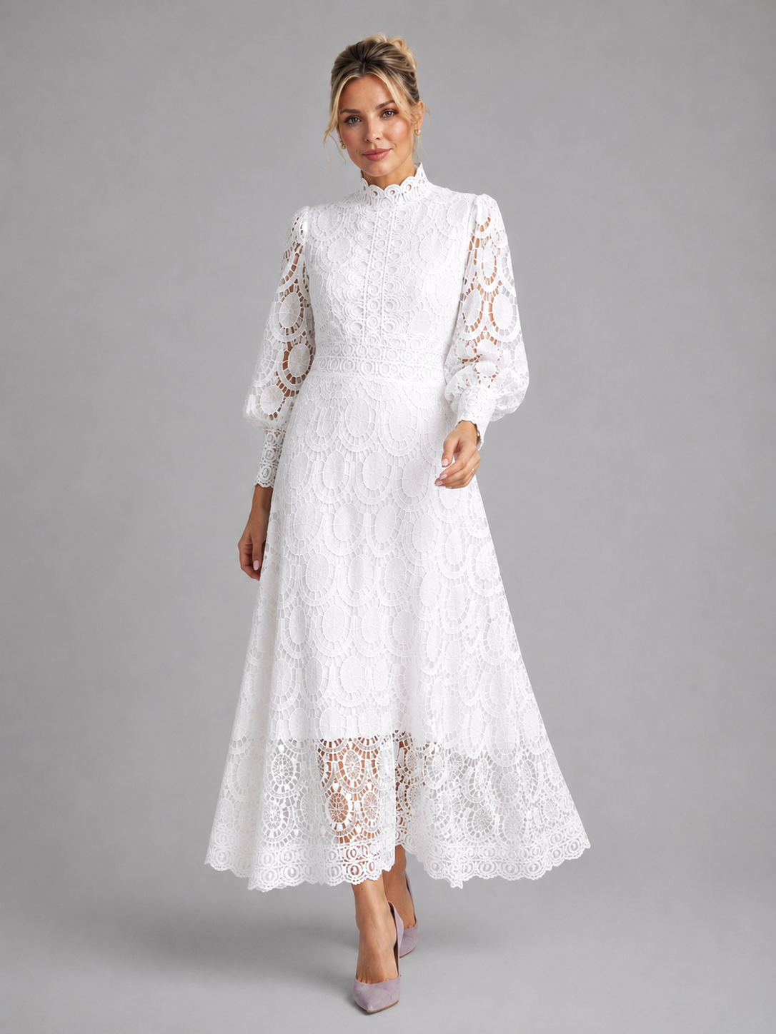 Women's Elegant Midi Dress with Silhouette for Weddings