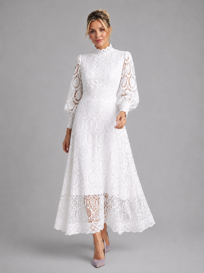 Women's Elegant Midi Dress with Silhouette for Weddings