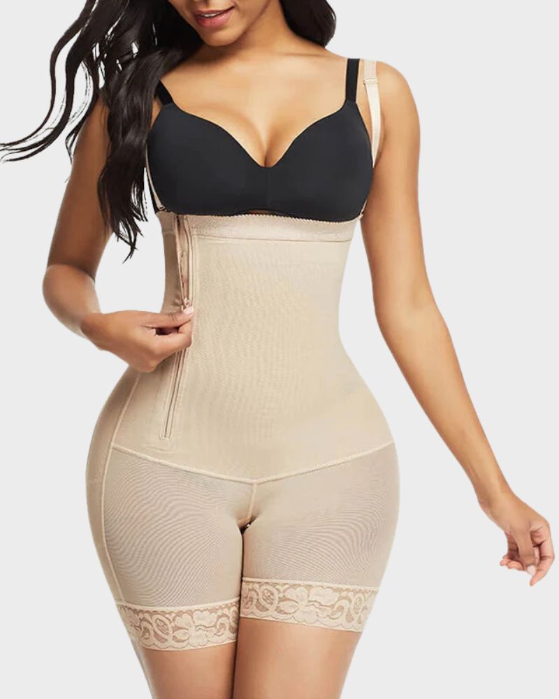 Women's Lace Zipper Shapewear Bodysuit for Invisible Wear