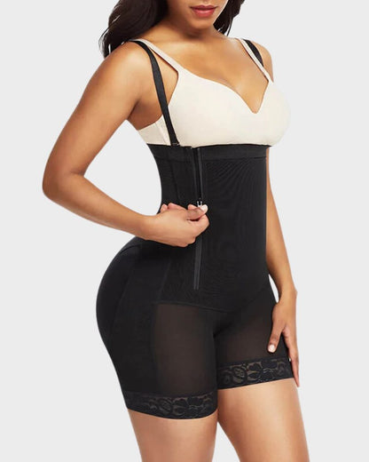 Women's Lace Zipper Shapewear Bodysuit for Invisible Wear