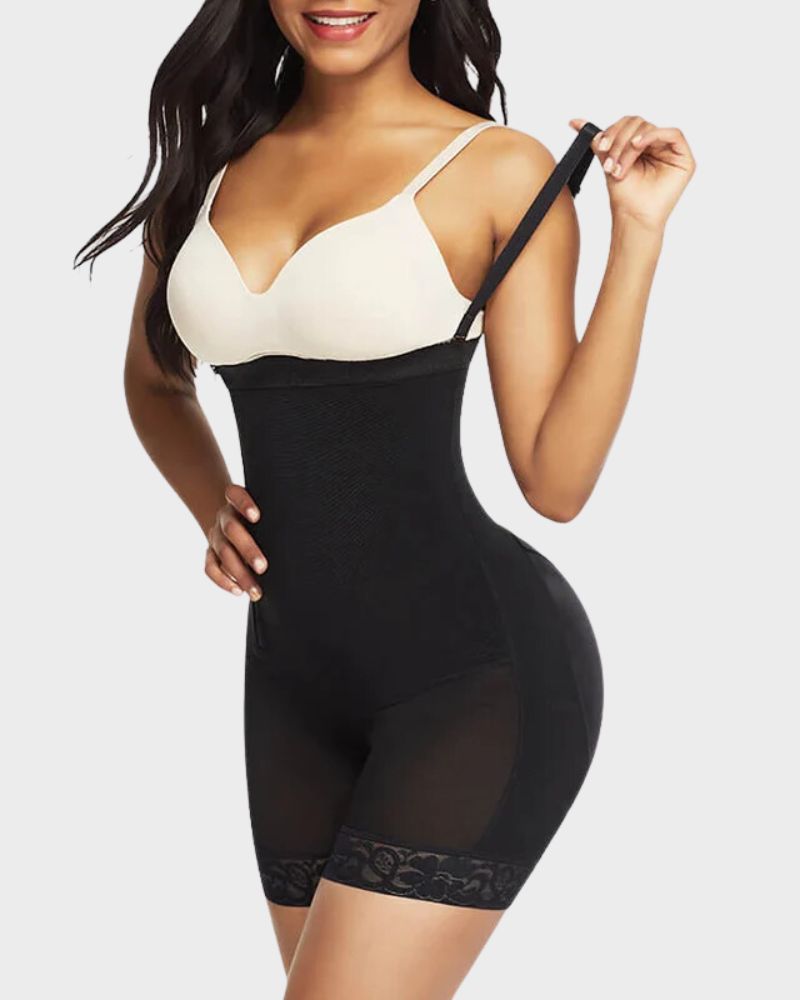 Women's Lace Zipper Shapewear Bodysuit for Invisible Wear