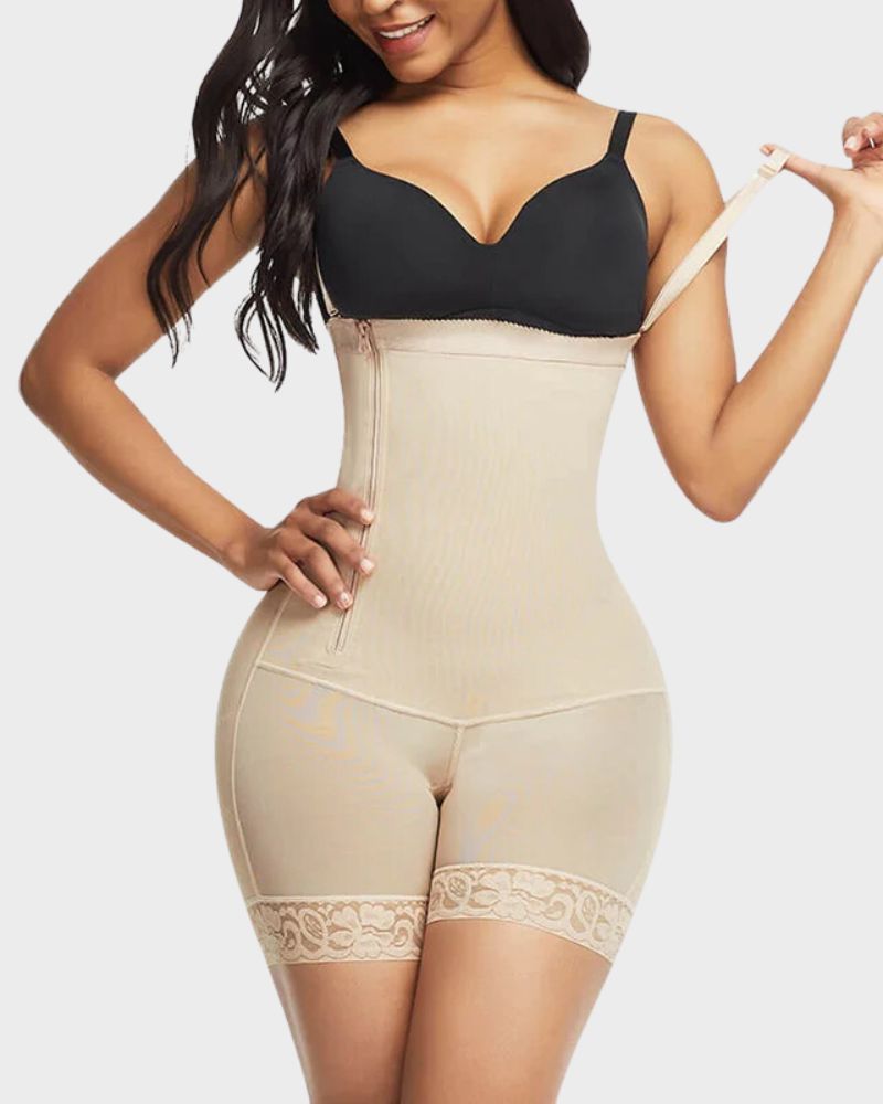 Women's Lace Zipper Shapewear Bodysuit for Invisible Wear