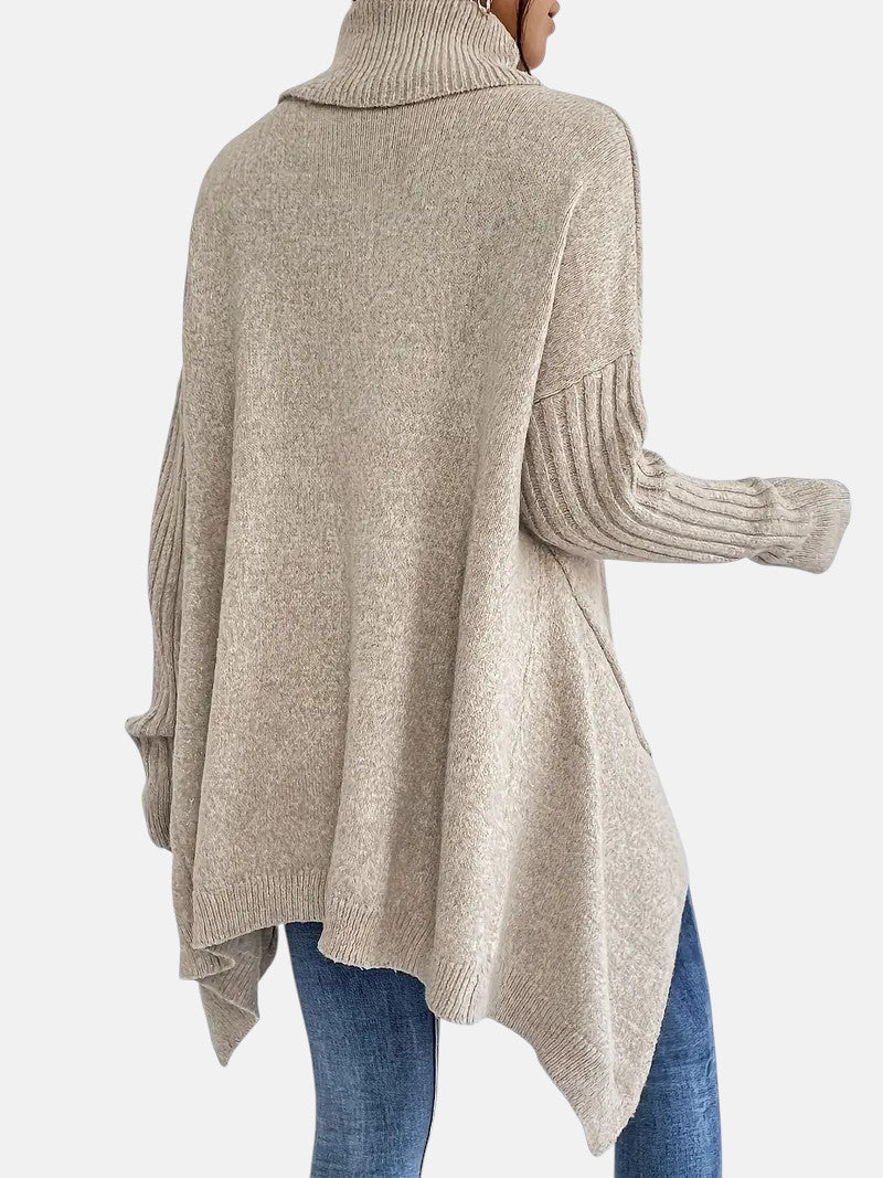 Women's Long Turtleneck Sweater with Extended Back for days