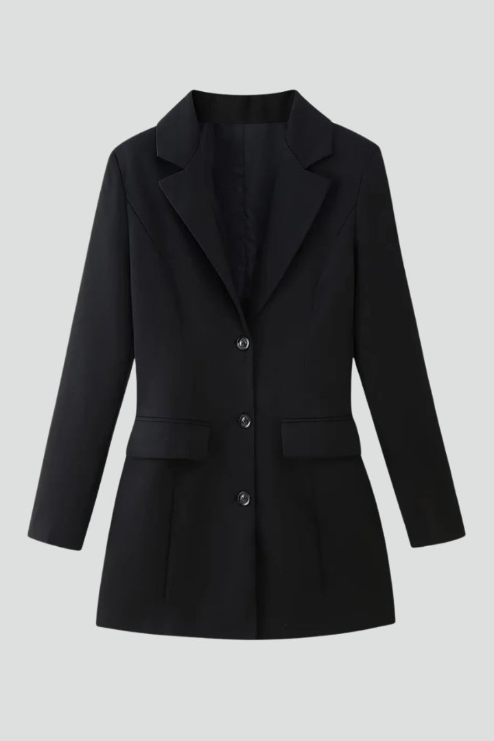 Women's Longline Blazer with Notched Lapel for Workwear