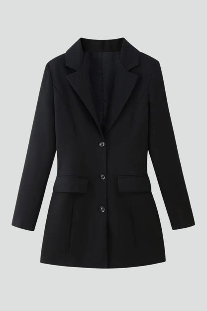 Women's Longline Blazer with Notched Lapel for Workwear