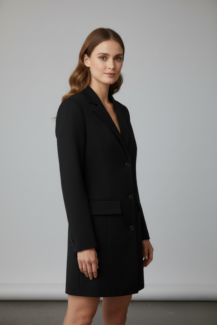 Women's Longline Blazer with Notched Lapel for Workwear