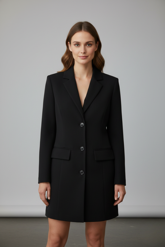 Women's Longline Blazer with Notched Lapel for Workwear