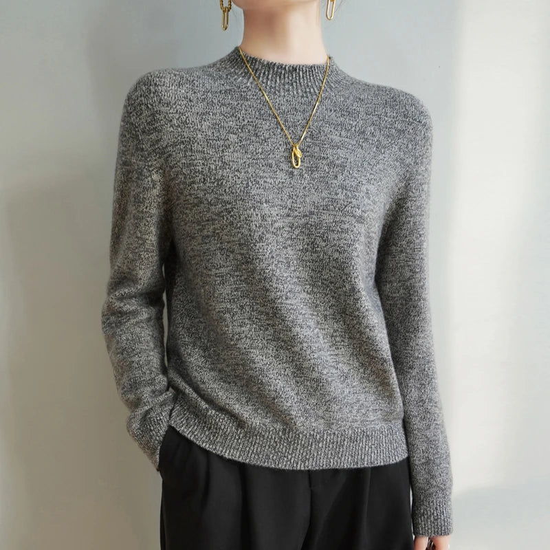 Women's Merino Mock-Neck Sweater with Relaxed Fit for Cool Days