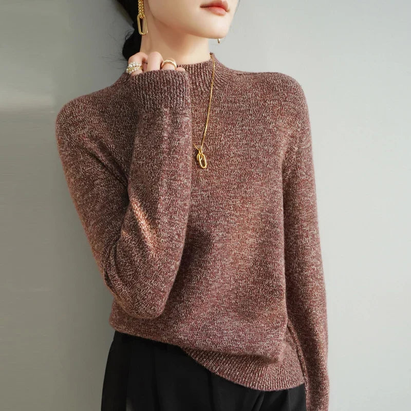 Women's Merino Mock-Neck Sweater with Relaxed Fit for Cool Days