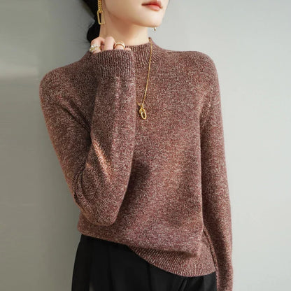 Women's Merino Mock-Neck Sweater with Relaxed Fit for Cool Days