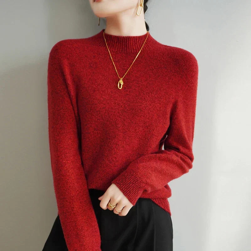 Women's Merino Mock-Neck Sweater with Relaxed Fit for Cool Days
