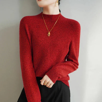 Women's Merino Mock-Neck Sweater with Relaxed Fit for Cool Days