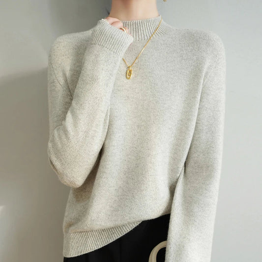 Women's Merino Mock-Neck Sweater with Relaxed Fit for Cool Days
