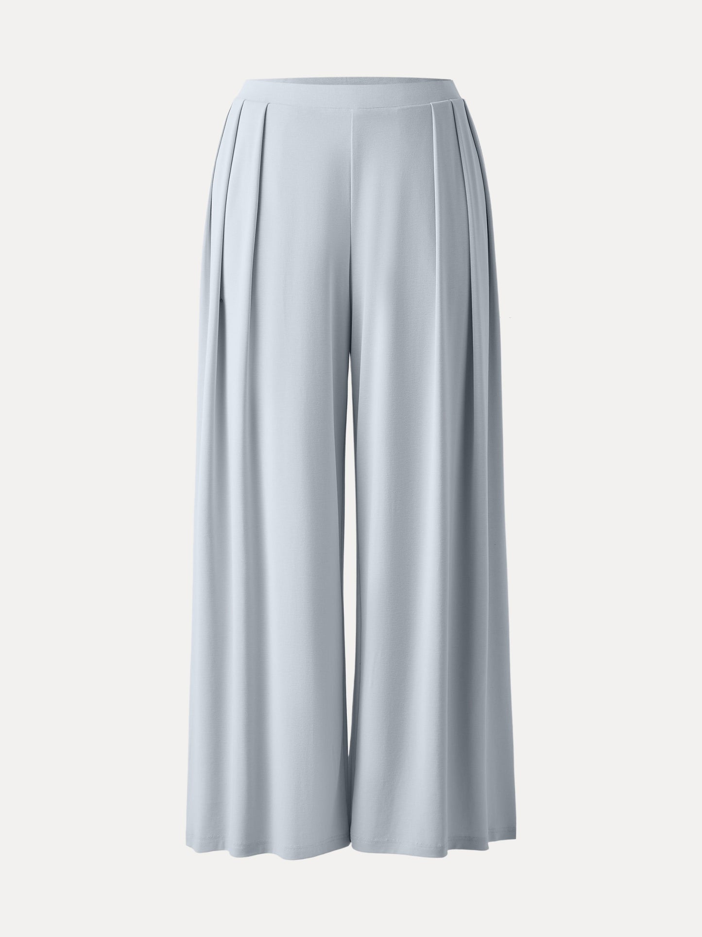 Women's Mid Rise Pleated Wide Leg Palazzo Trousers for Casual Wear