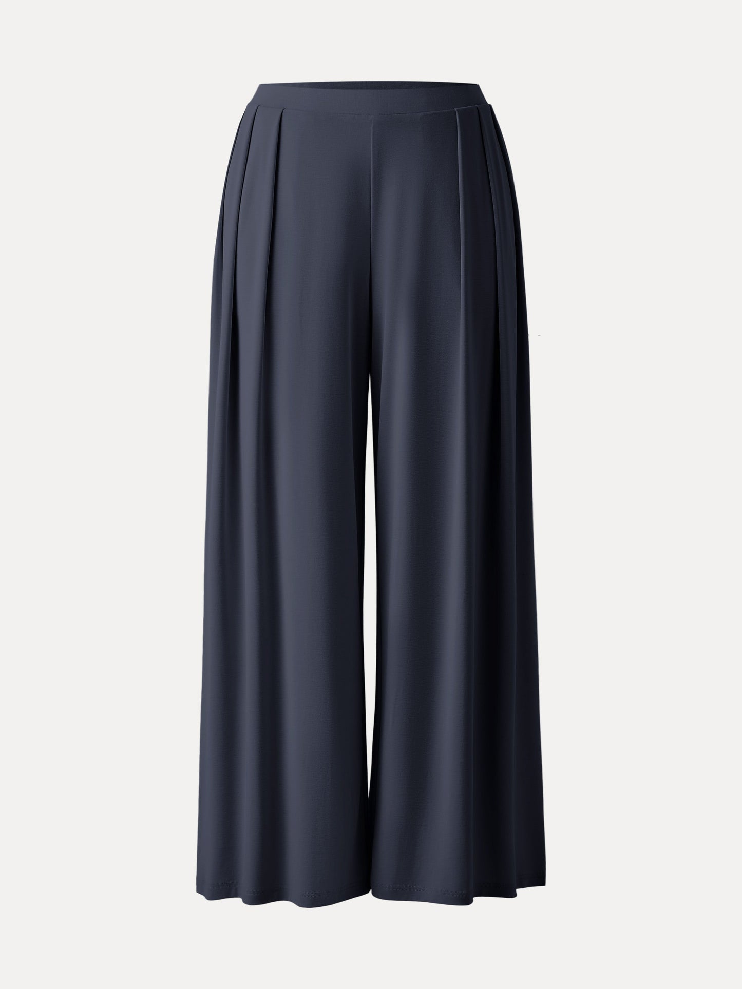 Women's Mid Rise Pleated Wide Leg Palazzo Trousers for Casual Wear