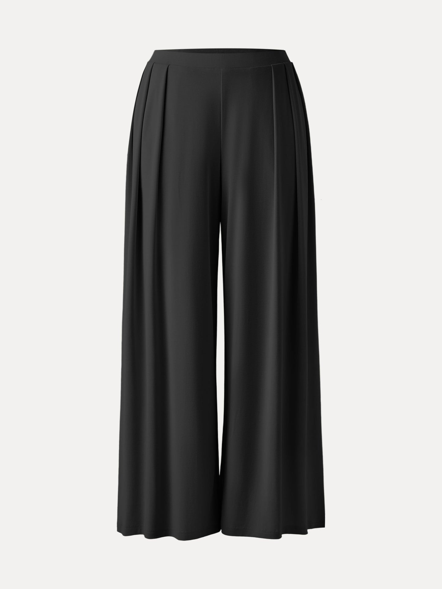 Women's Mid Rise Pleated Wide Leg Palazzo Trousers for Casual Wear
