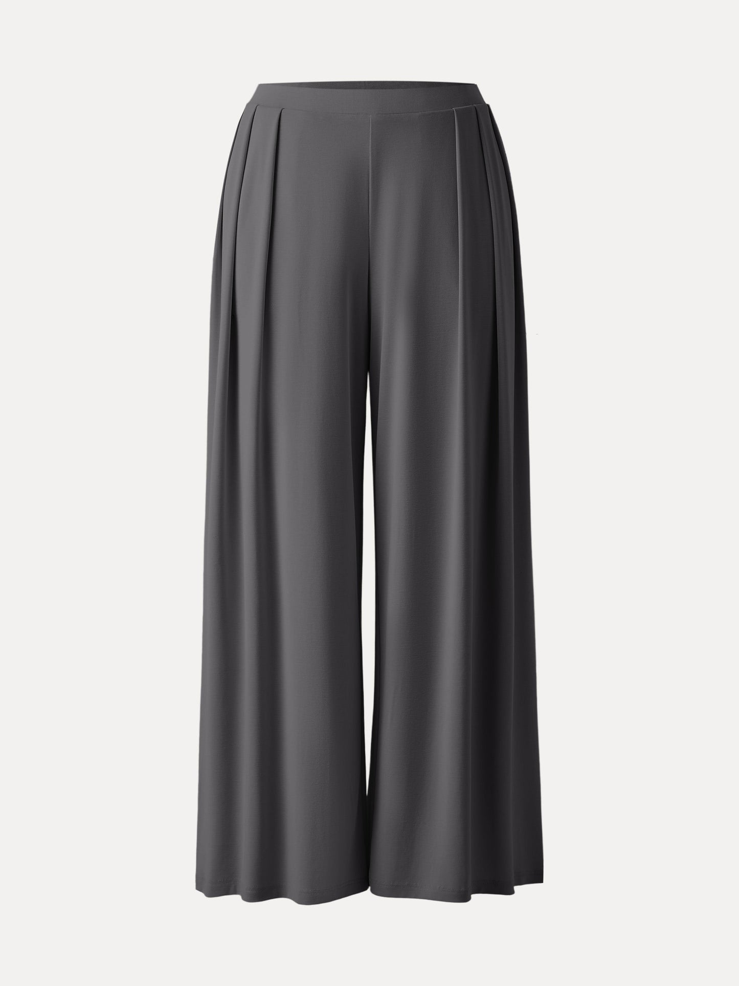 Women's Mid Rise Pleated Wide Leg Palazzo Trousers for Casual Wear