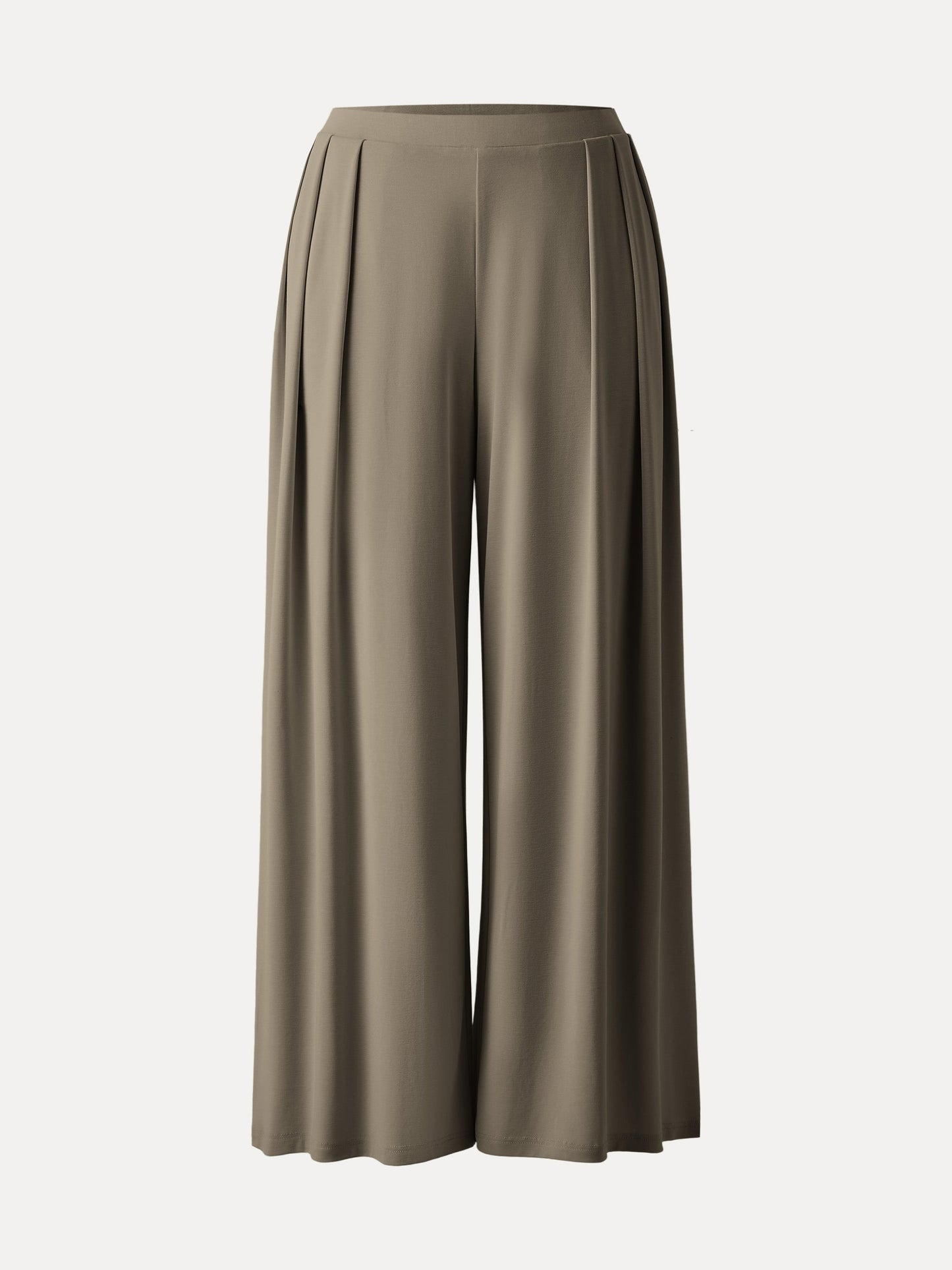 Women's Mid Rise Pleated Wide Leg Palazzo Trousers for Casual Wear