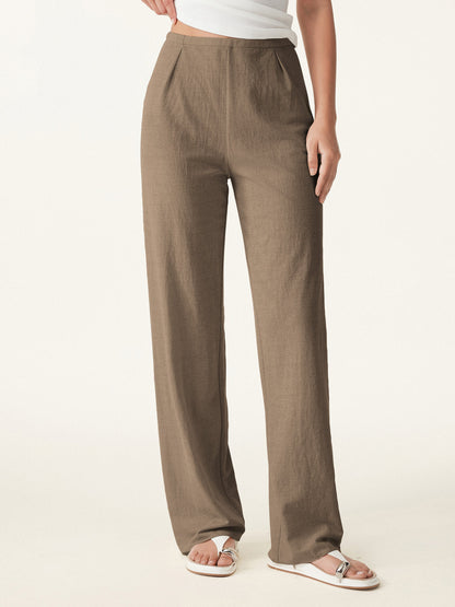 Women's Mid Rise Straight Leg Trousers for Casual Wear