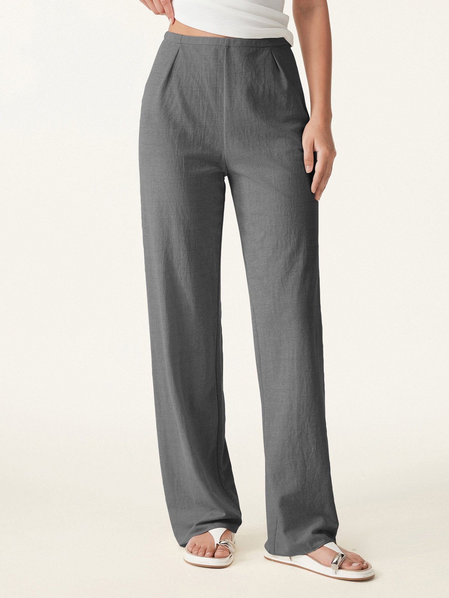 Women's Mid Rise Straight Leg Trousers for Casual Wear