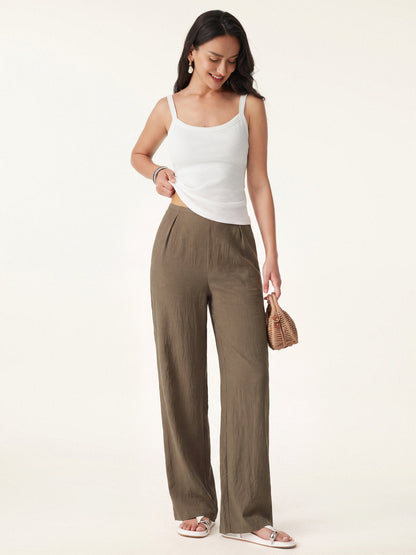 Women's Mid Rise Straight Leg Trousers for Casual Wear