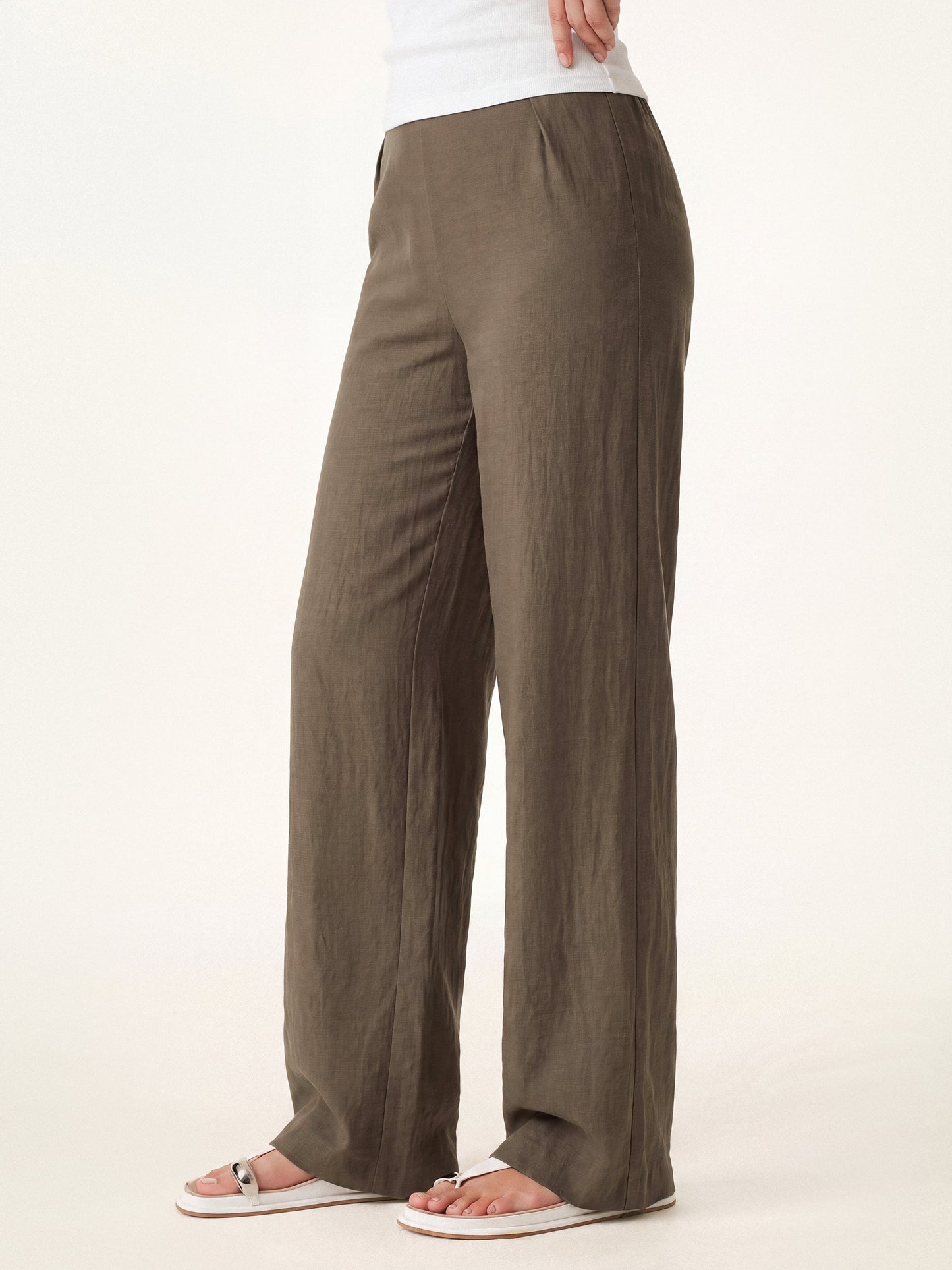Women's Mid Rise Straight Leg Trousers for Casual Wear