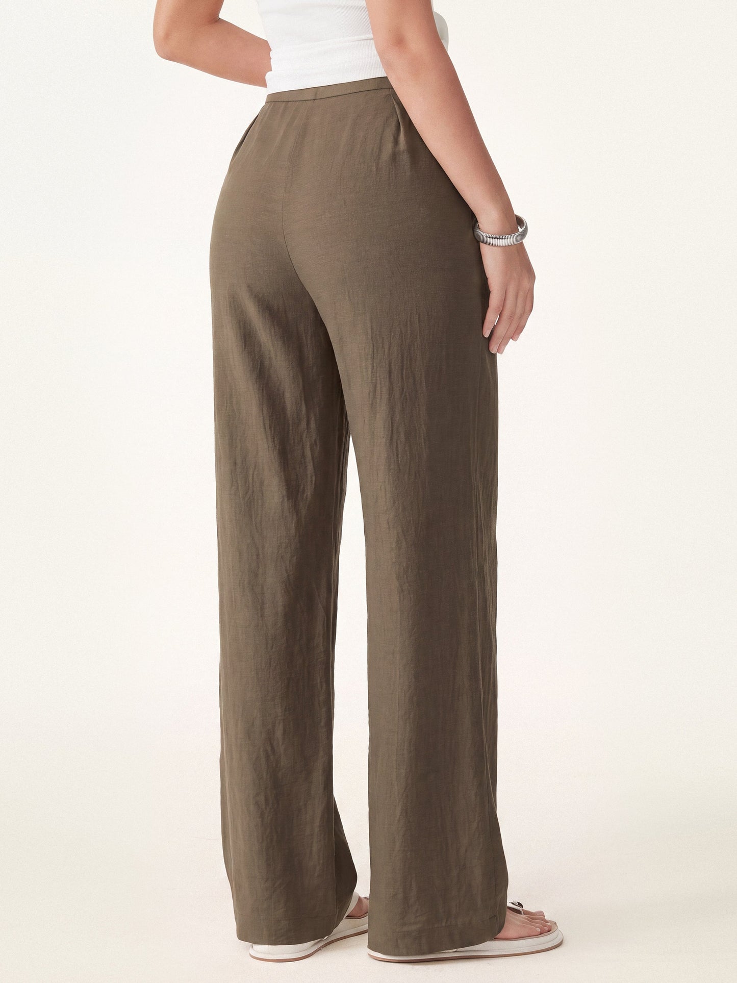 Women's Mid Rise Straight Leg Trousers for Casual Wear