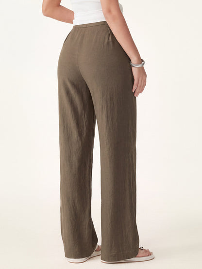 Women's Mid Rise Straight Leg Trousers for Casual Wear