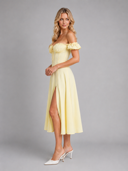 Women's Milkmaid Corset Midi Dress for Garden Parties
