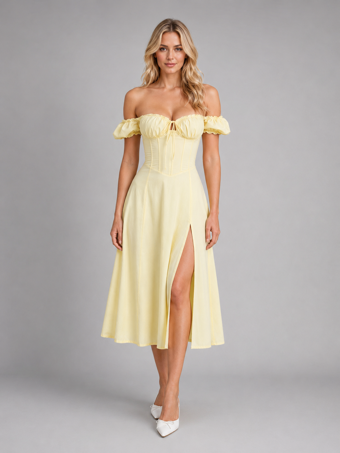 Women's Milkmaid Corset Midi Dress for Garden Parties