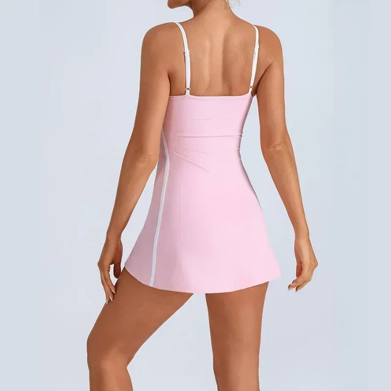 Women's One-Piece Suit with Built-in Shorts for Sports