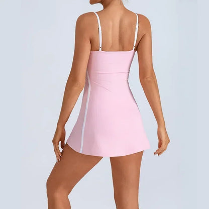 Women's One-Piece Suit with Built-in Shorts for Sports